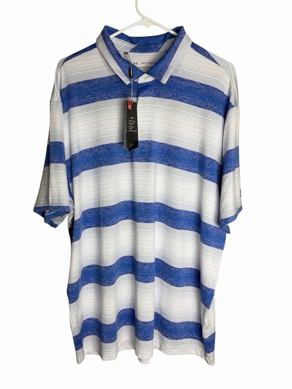 Under Armour Playoff Polo 2XL Mens Blue Heathered Golf Shirt  Read